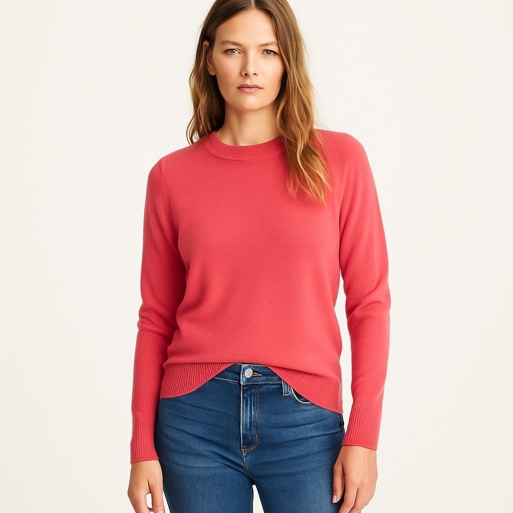 J.Crew Merino Wool Blend Crewneck Sweater Pink Coral Long Sleeve Size Large
